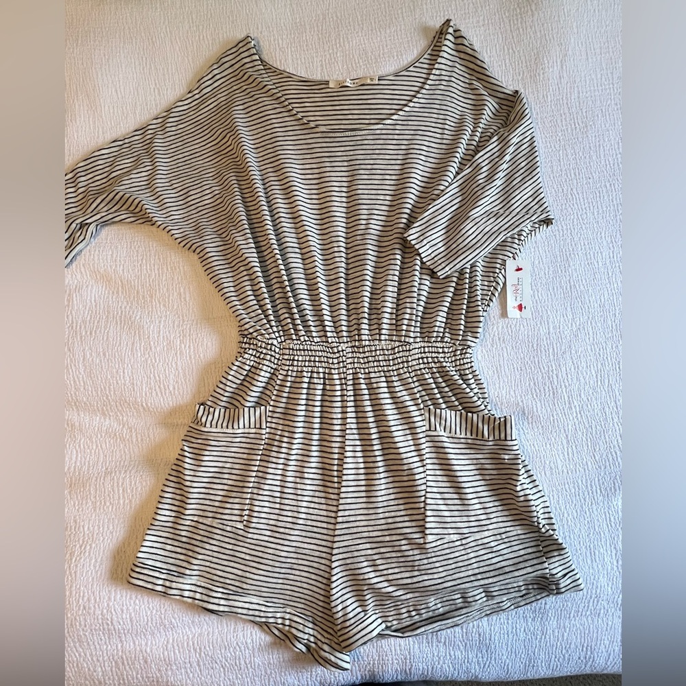 Black and Cream Striped Romper